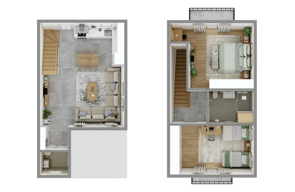 2 bedroom duplex floor plan