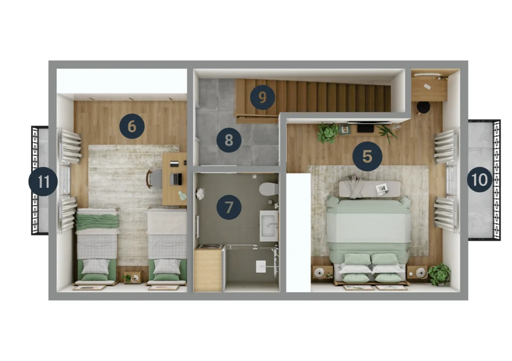 2 bedroom duplex floor plan 2