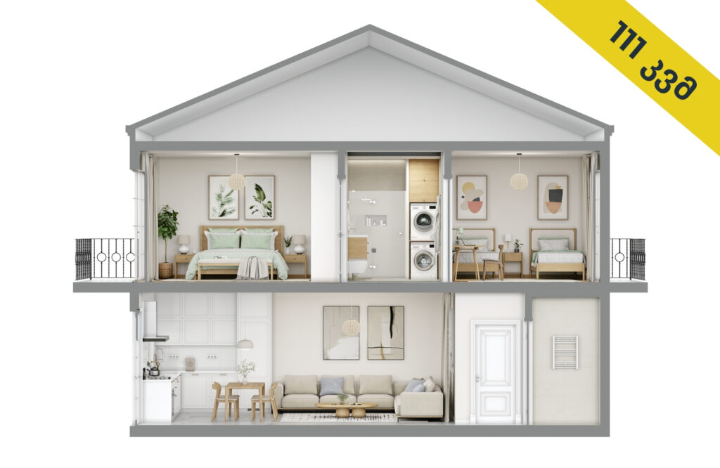 2 bedroom dollhouse plan