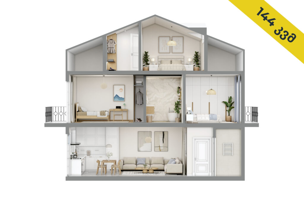 3 bedroom triplex dollhouse